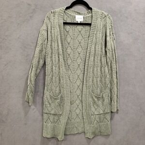 Pink Rose Cardigan Sweater Womens Size Medium Open Front Casual Warm Cozy Office